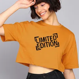 Adyavastram Typography Printed Drop-Shoulder Sleeves Cotton Oversized Crop T-shirt-image-69