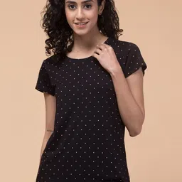 BAESD Polka Dot Printed Cotton Relaxed Fit T-shirt-image-40