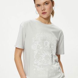 Koton Women Printed Pure Cotton T-shirt-image-79