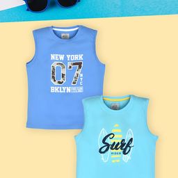 Lux Cozi Boys Blue Typography 2 Printed Pockets T-shirt-image-3