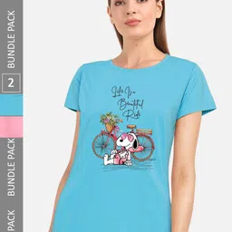 CHOZI Pack Of 2 Typography Printed Cotton T-shirt-picture-23