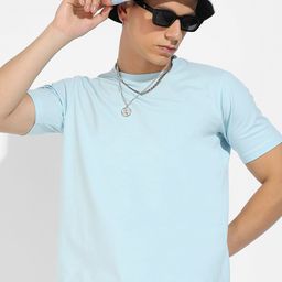 Campus Sutra Blue Cotton T-shirt-image-53