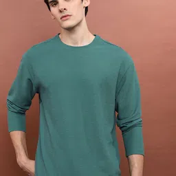 HIGHLANDER Round Neck Oversized Popcorn structured T-shirt-image-79