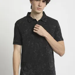THE BEAR HOUSE Men Dyed Polo Collar Pure Cotton T-shirt-image-63