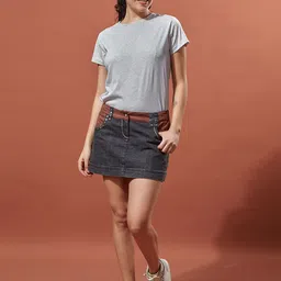 STHULAS Women Printed Mandarin Collar Pockets T-shirt-image-30