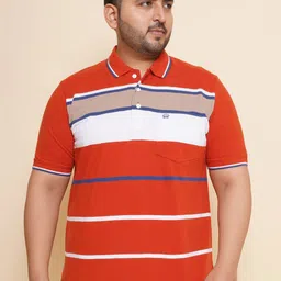 John Pride Men Plus Size Striped Polo Collar Pocket Cotton T-shirt-image-98
