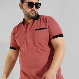 Instafab Plus Plus Size Polo Collar Contrast Hem Pockets T-shirt-image-18