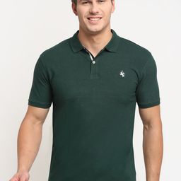 Cantabil Men Green Cotton Polo Collar T-shirt-image-25