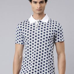 THE SOUL PATROL Geometric Printed Polo Collar Cotton T-shirt-image-87