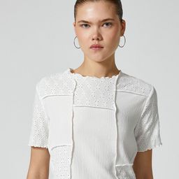 Koton Self Design Crop T-shirt-image-43