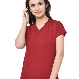 GLITO V-Neck Relaxed Fit Cotton T-shirt-image-48
