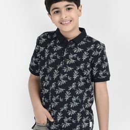 Crimsoune Club Boys Floral Printed Polo Collar T-shirt-image-26