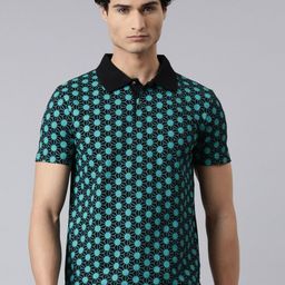 THE SOUL PATROL Geometric Printed Polo Collar Cotton T-shirt-image-9
