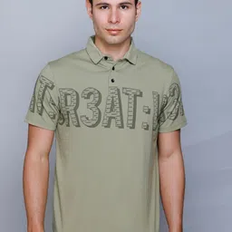 Fort Collins Typography Printed Polo Collar Short Sleeves Cotton T-shirt-image-59