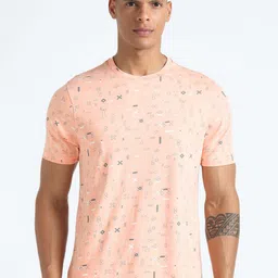 Flying Machine Geometric Printed Pure Cotton T-shirt-image-67