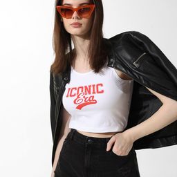 ONLY Typography Printed Sleeveless Round Neck Cotton Crop T-shirt-image-7