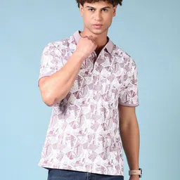 V-Mart Men Abstract Printed Polo Collar Cotton T-shirt-image-98