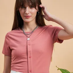 MINT STREET Round Neck Pure Cotton Casual T-shirt-image-62