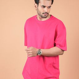 INDIAN THREADS Men Solid Round Neck Pure Cotton Oversized T-shirt-image-86