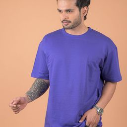 INDIAN THREADS Men Dry Fit Solid Round Neck Pure Cotton Oversized T-shirt-image-58
