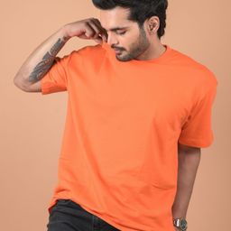 INDIAN THREADS Men Solid Round Neck Pure Cotton Oversized T-shirt-image-88