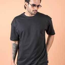INDIAN THREADS Men Solid Round Neck Pure Cotton Oversized T-shirt-image-85