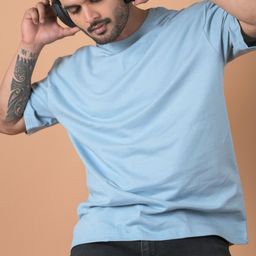 INDIAN THREADS Men Dry Fit Solid Round Neck Pure Cotton Oversized T-shirt-image-89