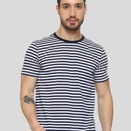 MISCHIEF MONKEY Striped Pure Cotton T-shirt-image-10