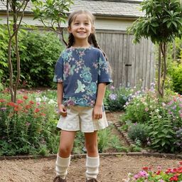 Jumping Joey Girls Floral Printed Drop-Shoulder Sleeves Pure Cotton Oversized T-shirt-image-97