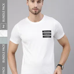 Joven Pack of 2 Pure Cotton Round Neck T-Shirts-image-20