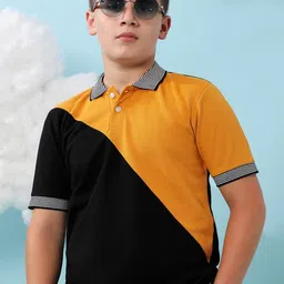Instafab Boys Colourblocked Polo Neck Cotton T-shirt-picture-9