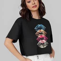 Elibolz Women Graphic Printed Round Neck Cotton Oversized T-Shirt-picture-0
