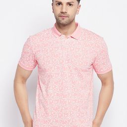 WILD WEST Floral Printed Polo Collar Cotton T-shirt-image-87