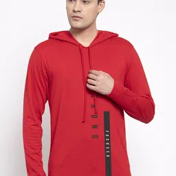 Friskers Men Red Typography Printed Hooded T-shirt-image-26