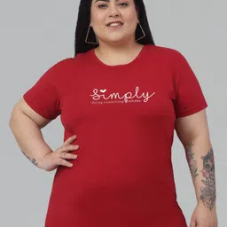 Trend Level Plus Size Typography Printed Cotton T-shirt-60