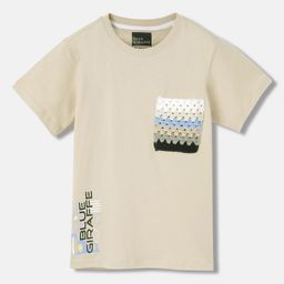 Blue Giraffe Boys Round Neck Typography Cotton T-shirt-picture-36