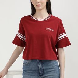 Tommy Hilfiger Women Striped Round Neck Cotton T-Shirt-picture-10