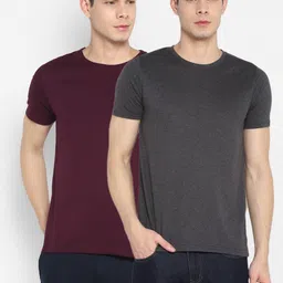 appulse Men Grey & Burgundy Set Of 2 T-shirt-image-55