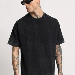THE BEAR HOUSE Abstract Print Drop Shoulder Sleeves Oversized Pure Cotton T-shirt-image-42