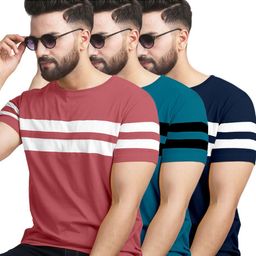 AUSK Men 3 Striped Henley Neck Pockets T-shirt-picture-19