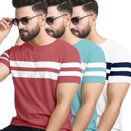 AUSK Men 3 Striped Henley Neck Pockets T-shirt-picture-3