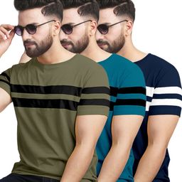 AUSK Men 3 Striped Henley Neck Pockets T-shirt-picture-25