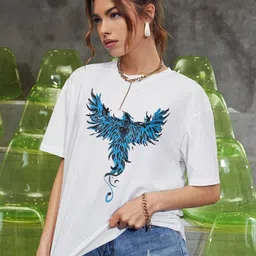TRENDY RABBIT Women Graphic Printed Round Neck Oversized T-shirt-image-16