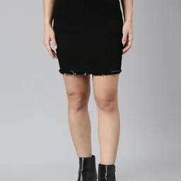 ZHEIA Denim Straight Above Knee Skirt-picture-57
