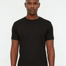 Trendyol Men Black Solid Cotton T-shirt-image-39