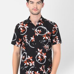 Zeal Men Black Standard Floral Printed Pure Cotton Casual Shirt-image-43