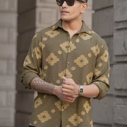 Powerlook Men Spread Collar Abstract Printed Casual Shirt-image-21