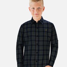 Gini and Jony Boys Green Tartan Checks  Casual  Full Sleeves Shirt-image-6
