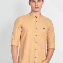 Arrow Sport Slim Fit Band Collar Cotton Casual Shirt-picture-38