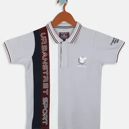 Monte Carlo Boys Striped Polo Collar Pure Cotton T-shirt-image-42